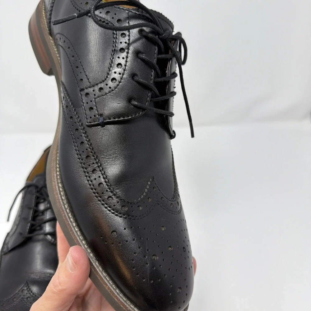 Florsheim Midtown Size 9.5 M Wingtip Oxford Men's Black Leather Shoes Comfortech